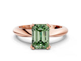 Rose gold Fancy Green Emerald  Cut Solitaire Engagement Ring with Tapered Band and Four-Prong Setting 1