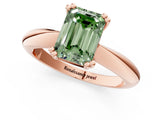 Rose gold Fancy Green Emerald  Cut Solitaire Engagement Ring with Tapered Band and Four-Prong Setting 2
