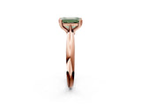 Rose gold Fancy Green Emerald  Cut Solitaire Engagement Ring with Tapered Band and Four-Prong Setting 3