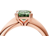 Rose gold Fancy Green Emerald  Cut Solitaire Engagement Ring with Tapered Band and Four-Prong Setting 5