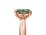 Rose gold Fancy Green Emerald  Cut Solitaire Engagement Ring with Tapered Band and Four-Prong Setting