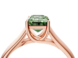 Rose gold Fancy Green Emerald Cut Solitaire Engagement Ring with Tapered Band and Four-Prong Setting_7