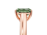 Rose gold Fancy Green Emerald Cut Solitaire Engagement Ring with Tapered Band and Four-Prong Setting_8