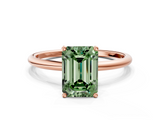 Rose gold Fancy Green Emerald  Cut Solitaire Engagement Ring with Thin Band and Four-Prong Setting_3