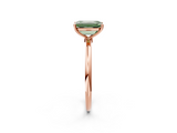 Rose gold Fancy Green Emerald  Cut Solitaire Engagement Ring with Thin Band and Four-Prong Setting_5