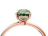 Rose gold Fancy Green Emerald  Cut Solitaire Engagement Ring with Thin Band and Four-Prong Setting_7
