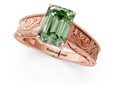 Rose gold Fancy Green Emerald  Cut Solitaire Engraved Band with Four-Prong Setting_80