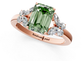 Rose gold Fancy Green Emerald  Cut Solitaire Floral Diamond Ring with Four-Prong Setting_37