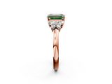 Rose gold Fancy Green Emerald  Cut Solitaire Floral Diamond Ring with Four-Prong Setting_38