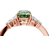 Rose gold Fancy Green Emerald  Cut Solitaire Floral Diamond Ring with Four-Prong Setting_40