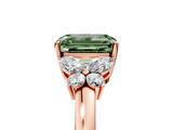 Rose gold Fancy Green Emerald  Cut Solitaire Floral Diamond Ring with Four-Prong Setting_41
