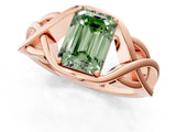Rose gold Fancy Green Emerald Cut Solitaire Intertwined Band Prong Setting Ring_1
