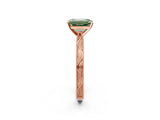 Rose gold Fancy Green Emerald Cut Solitaire Milgrain Engraved Band with Four-Prong Setting_2
