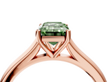 Rose gold Fancy Green Emerald  Cut Solitaire Ring with Cathedral Band and Four-Prong Setting_59