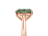 Rose gold Fancy Green Emerald  Cut Solitaire Ring with Cathedral Band and Four-Prong Setting_60