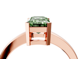 Rose gold Fancy Green Emerald  Cut Solitaire Ring with Four-Prong Setting and Classic Band_46