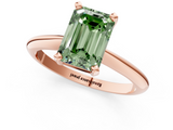 Rose gold Fancy Green Emerald  Cut Solitaire Ring with Four-Prong Setting on a Classic Band_48