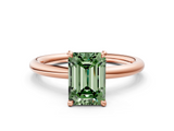 Rose gold Fancy Green Emerald  Cut Solitaire Ring with Thin Band and Four-Prong Setting_16