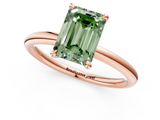 Rose gold Fancy Green Emerald  Cut Solitaire Ring with Thin Band and Four-Prong Setting_17