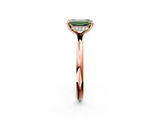 Rose gold Fancy Green Emerald  Cut Solitaire Ring with Thin Band and Four-Prong Setting_18