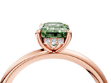 Rose gold Fancy Green Emerald  Cut Solitaire Ring with Thin Band and Four-Prong Setting_20