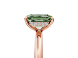 Rose gold Fancy Green Emerald  Cut Solitaire Ring with Thin Band and Four-Prong Setting_21
