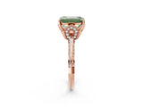 Rose gold Fancy Green Emerald Cut Solitaire Split Shank Pave Diamond Engagement Ring with Four-Prong Setting_2