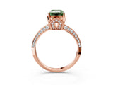 Rose gold Fancy Green Emerald Cut Solitaire Split Shank Pave Diamond Engagement Ring with Four-Prong Setting_27