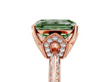 Rose gold Fancy Green Emerald Cut Solitaire Split Shank Pave Diamond Engagement Ring with Four-Prong Setting_29