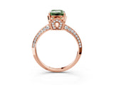 Rose gold Fancy Green Emerald Cut Solitaire Split Shank Pave Diamond Engagement Ring with Four-Prong Setting_3
