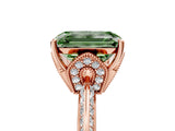 Rose gold Fancy Green Emerald Cut Solitaire Split Shank Pave Diamond Engagement Ring with Four-Prong Setting_5