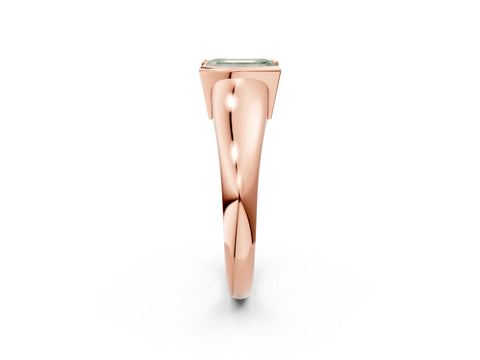 Rose gold Fancy Green Emerald Cut Solitaire Tension Set Diamond Ring with Split Shank Band_2