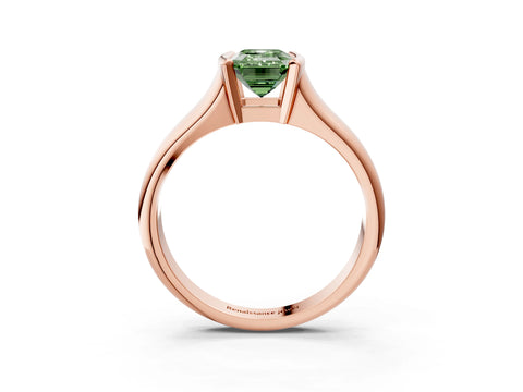 Rose gold Fancy Green Emerald Cut Solitaire Tension Set Diamond Ring with Split Shank Band_3