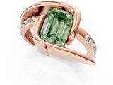 Rose gold Fancy Green Emerald Cut Solitaire Tension-Set Diamond Split Shank Ring_1