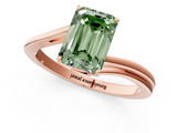 Rose gold Fancy Green Emerald  Cut Solitaire Twist Band Ring with Four-Prong Setting_21
