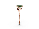 Rose gold Fancy Green Emerald  Cut Solitaire Twist Band Ring with Four-Prong Setting_22
