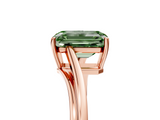Rose gold Fancy Green Emerald  Cut Solitaire Twist Band Ring with Four-Prong Setting_25