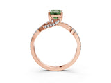 Rose gold Fancy Green Emerald Cut Solitaire Twist Pave Diamond Engagement Ring with Prong Setting_27