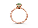 Rose gold Fancy Green Emerald  Cut Solitaire Twisted Band with Four-Prong Setting_105