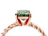 Rose gold Fancy Green Emerald  Cut Solitaire Twisted Band with Four-Prong Setting_106