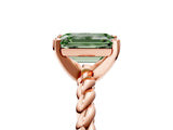 Rose gold Fancy Green Emerald  Cut Solitaire Twisted Band with Four-Prong Setting_107