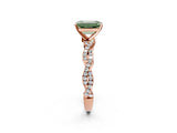 Rose gold Fancy Green Emerald Cut Solitaire Twisted Pave Band with Four-Prong Setting_5