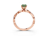 Rose gold Fancy Green Emerald Cut Solitaire Twisted Pave Band with Four-Prong Setting_6
