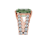 Rose gold Fancy Green Emerald  Cut Split Shank Pave Diamond Engagement Ring with Four-Prong Setting_29