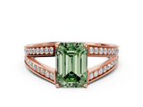 Rose gold Fancy Green Emerald  Cut Split Shank Pave Diamond Ring with Four-Prong Setting_44