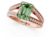 Rose gold Fancy Green Emerald  Cut Split Shank Pave Diamond Ring with Four-Prong Setting_45