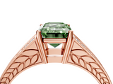 Rose gold Fancy Green Emerald  Cut Split Shank Pave Diamond Ring with Four-Prong Setting_48