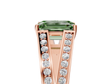 Rose gold Fancy Green Emerald  Cut Split Shank Pave Diamond Ring with Four-Prong Setting_49