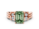 Rose gold Fancy Green Emerald  Cut Three-Stone Channel Set Ring with Bar Prongs_42