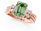 Rose gold Fancy Green Emerald  Cut Three-Stone Channel Set Ring with Bar Prongs_43